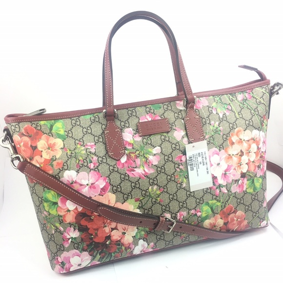 gucci floral print tote